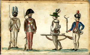 War-ear drawing of soldiers including an African American