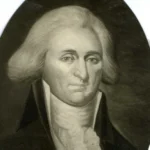 Painting of a man in a dark coat, light vest, and white cravat and wig