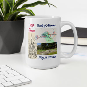 White mug with the images in the description, plus the words "250 Years" and the battle name and date
